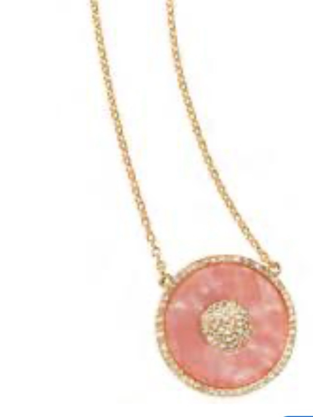 Park Lane Isla Pink Lucite Crystal Pendant Necklace Gold Tone 28” Like New